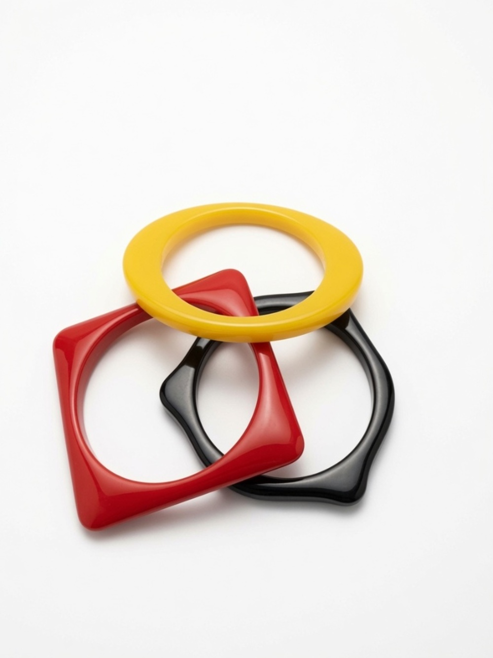 Primary Resin Bangle Set – Yellow, Red & Black Statement Bracelets